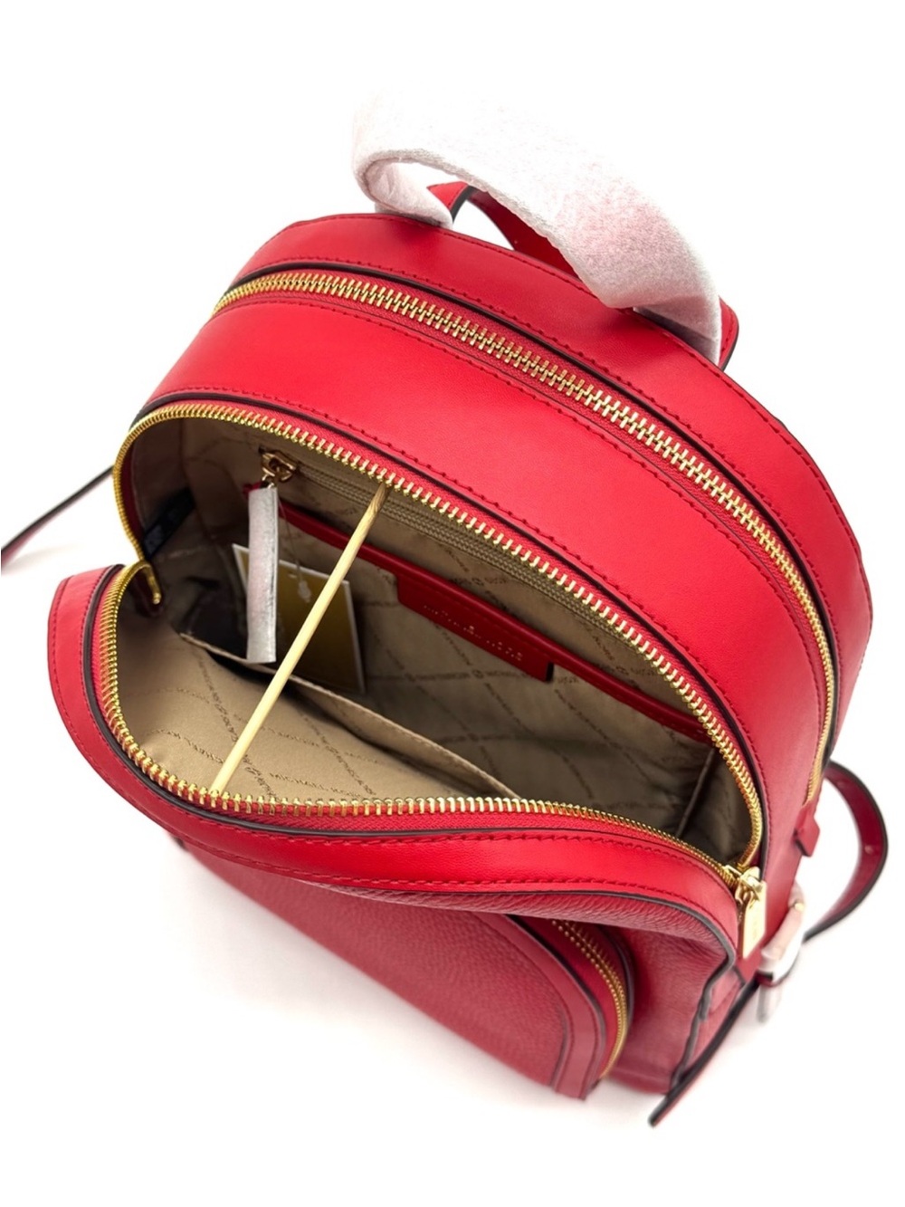 Michael Kors Jaycee Medium Signature Logo Backpack Bright Red - Picture 6 of 9